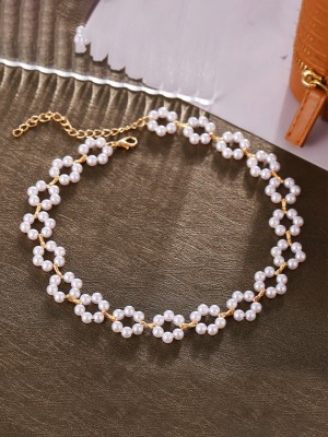 YELLOW CHIMES Crystal Silver Plated Alloy Choker