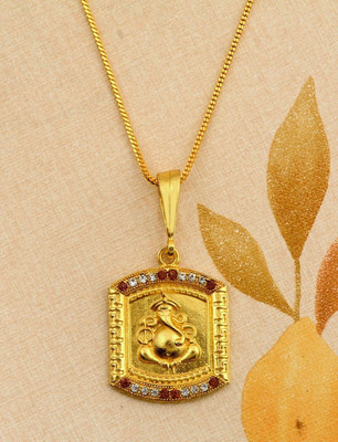 RIYAASHI Gold plated chain with ganesh pendant necklace jewelry set for men women unisex Gold-plated Plated Alloy Chain
