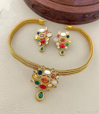 YIMBLI Brass Gold-plated Multicolor Jewellery Set(Pack of 1)