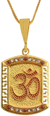 RIYAASHI Gold-plated plated brass chain with om pendant brass chain for men and women Gold-plated Plated Brass Chain
