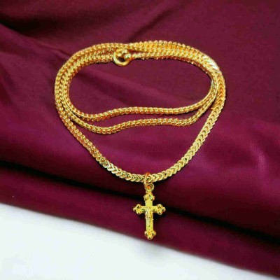 TGS GOLD COVERING Traditional Christian Dollar Chain Long Chain 24 Inch for Men & Womens Gold-plated Plated Copper Chain