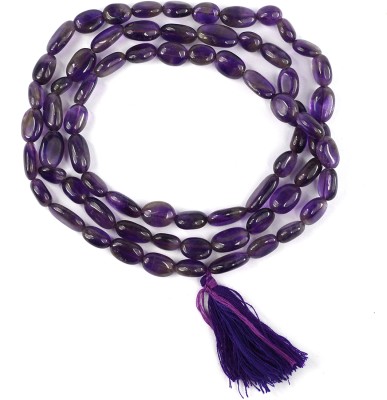 REIKI CRYSTAL PRODUCTS Natural Amethyst Oval Bead Crystal Stone Mala Necklace For Women Girls Amethyst Stone Necklace