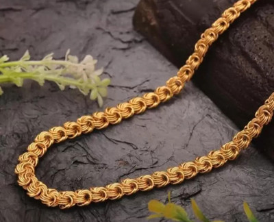 Rakmeja 1 gram High Quality Indian Polished “20” Inches Gold Chain for Men and boy Gold-plated Plated Alloy Chain