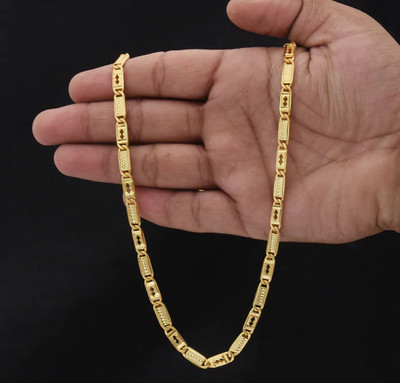 Gmolacha 1 gram High Quality Indian Polished “20” Inches Gold Chain for Men and boy Gold-plated Plated Alloy Chain