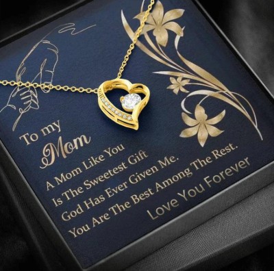 FABUNORA Great Gift For Mom - Beautiful 925 Silver Pendant with Purity Certificate Cubic Zirconia Gold-plated Plated Sterling Silver Chain