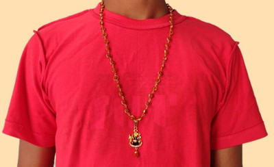 Basukiya Shiv Nandi Rudraksh Mala Gold-plated Plated Rudraksha, Alloy Chain