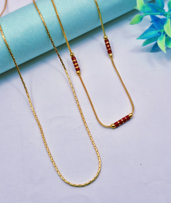 Divyanshi Collection Combo Of 2 Stylish One Gram Gold Plated Designer Chain Gold-plated Plated Brass Chain