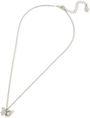ACCESSORIZE LONDON London Women'S Silver Butterfly Pave Pendant Necklace Cubic Zirconia Alloy Necklace