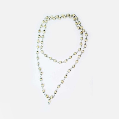 Aurra Stores Original Black Tulsi Mala With Silver Cap Silver Plated Wood Chain