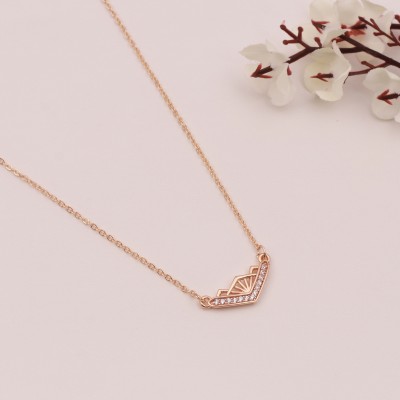 BELWICK American Diamond Rose Gold Necklace Chain Diamond Brass Plated Brass Necklace