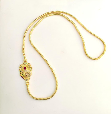 Kowsalya Gold Covering WOMAN MUGAPPU CHAIN Diamond, Emerald, Ruby Gold-plated Plated Brass Chain