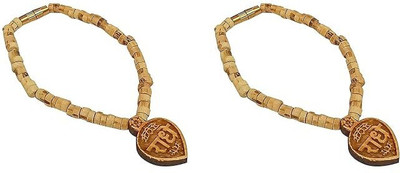 POOJA GHAR Small Tulsi Mala with Radhaji Locket for Laddoo Gopal Set of 2 Mala Wood Chain