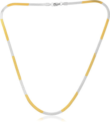 Dzinetrendz Brass Dual tone Gold Silver two tone plating Snake chain necklace Men women Gold-plated, Sterling Silver Plated Brass Chain