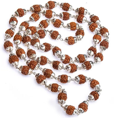 Astra Mahakal Shivji Natural Himalaya Beads Simple Mala Original Silver Plated Rudraksha Chain