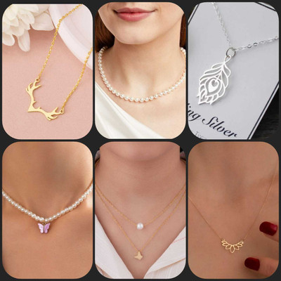 ELCETRATD JEWELLERY shimmering beautiful locket and pendant set for women Gold-plated Diamond Copper Locket Set