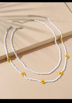 EKYA EKYA YELLOW BEADS DAISY WITH WHITE STRING CHOKER Beads Alloy Choker