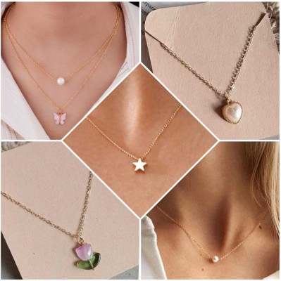 ELCETRATD JEWELLERY Cubic Zirconia Gold-plated Plated Brass Necklace