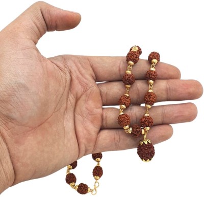 Banke Collection 36+1 Big Rudraksha Mala with Golden Cap for Unisex Beads Gold-plated Plated Brass, Alloy Chain