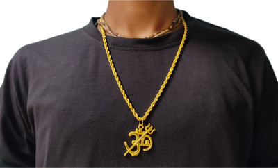 Basukiya Om Trishul Shiva Ling Pendant Alloy Chain