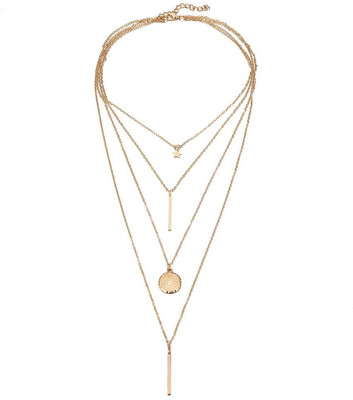 Vembley Four Layered Round Star Pendant Necklace Gold-plated Plated Alloy Necklace
