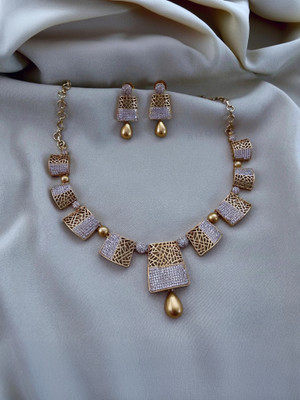 Rangrozo Jewellery Zircon Gold-plated Plated Copper Necklace