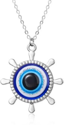 Manpika Silver Chain For Women Girls Silver Plated Evil Eye locket With Chain Metal Chain Set