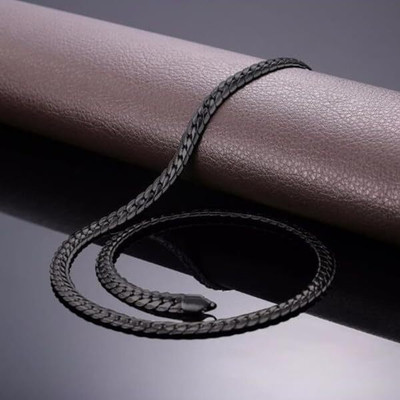 MEENAZ chain for boys Black Chain for men neck chain long valentine necklace for men Platinum, Rhodium, Black Silver Plated Metal, Alloy, Stainless Steel Chain