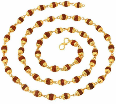 DvR ClicK Gold plated rudraksh mala chain for Men 54 Beads Gold-plated Plated Wood Chain