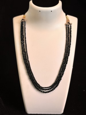 Ru Antique Onyx black faceted 3 strands Stone Necklace