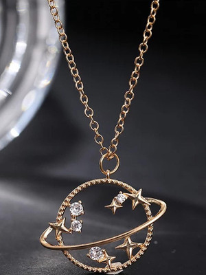 Dressberry Gold Plated Star Studded Earth Pendant Gold-plated Plated Alloy Necklace