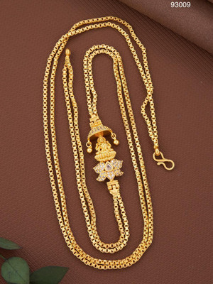 GATRAD MAGOLD COVERING Jewellery Traditional Covering Long AD Stone Mop/Mugappu Saradu Diamond Gold-plated Plated Brass Chain Set