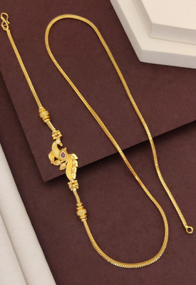 Nisrix Gold Plated Traditional South Indian Thali Kodi Chain w/ Peacock Mopu Gold-plated Plated Brass Chain