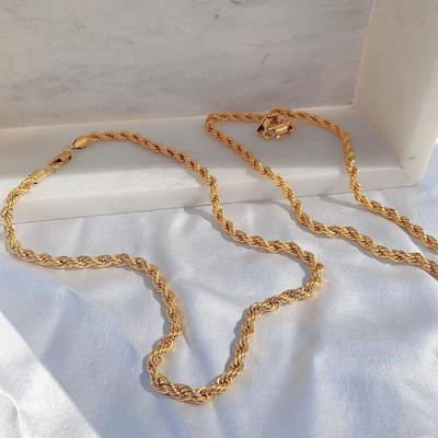DAREBYGOLDENERA Anti Tarnish Plain Silk Design Gold-plated Plated Stainless Steel Chain
