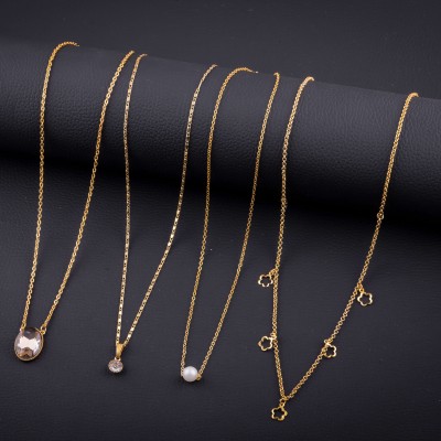 Delfa Combo of 4 Necklace Chain Gold-plated Plated Alloy Necklace