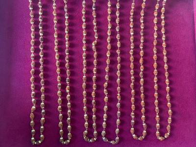 Rudraksham Gold Plated Rudraksha Mala/Chain 54+1 Beads (Set of 6) Gold-plated Plated Rudraksha Chain