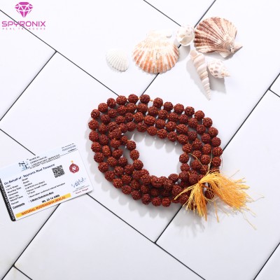SPYRONIX REAL TREASURE Rudraksha Mala (Lab Tested with Certificate): Energize Your Spirit Wood Chain