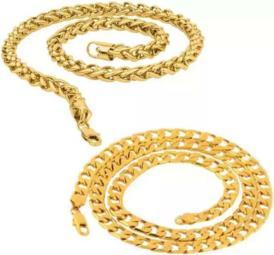 Aviate JAYPURI & SEHVANG CHAIN ( Pack 2) Cubic Zirconia Gold-plated Plated Alloy Chain Set
