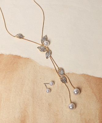 Dressberry Women's Leaf Drop Negligee Necklace Gold-plated Plated Alloy Necklace