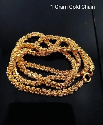 SECHAVISHA 1 gram High Quality Indian Polished “20” Inches Gold Chain for Men and boy Copper Chain
