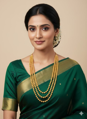 RR Creations Gold Plated Brass 3-Layered Chain Necklace for Women Elegant Daily Wear Jewelry Gold-plated Plated Brass Chain