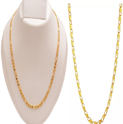 TOYONIX 2 pis combo 1 Gram Gold Plated Trendy Design Golden Neck Chain for Boy Men Gold-plated Plated Alloy Chain