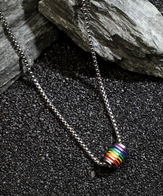 French Accent The Prism-Rod Pendant Necklace Silver Plated Alloy Chain