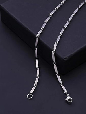SMILE ME pure Silver Rice Neck Chain Plated Chain 18 inch long for mens Sterling Silver Plated Stainless Steel Chain