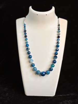 Ru Antique Agate blue necklace Stone Necklace