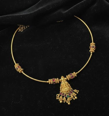 Influtive Traditional Wedding Wear Necklace/Jewellery Set For Women and Girls Cubic Zirconia Gold-plated Plated Brass Necklace Set