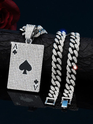 Krenoz MCStan HipHop StoneChain for Men Raper PendantNecklace With IcedOut Miami Cuban Zircon Sterling Silver Plated Stainless Steel Chain