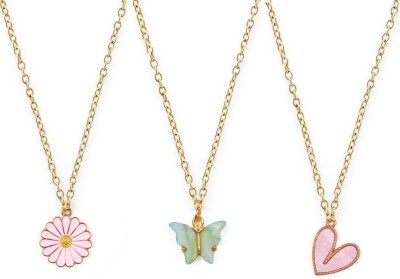 EnlightenMani Good Vibes Collection ~ Pack of 3 necklaces Gold-plated Plated Alloy Necklace Set