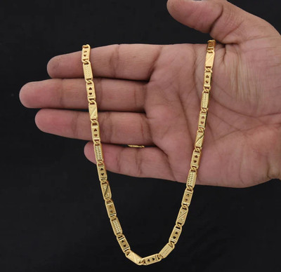 GHAREMIVA 1 gram High Quality Indian Polished “20” Inches Gold Chain for Men and boy Gold-plated Plated Alloy Chain