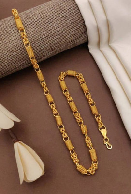hisa 1 gram High Quality Indian Polished “20” Inches Gold Chain for Men and boy Copper Chain