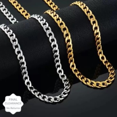 Malay Jewel Combo of Gold Plated and Silver Plated Chain For Boys, Girls, Men and Women Silver, Gold-plated Plated Brass, Alloy Chain